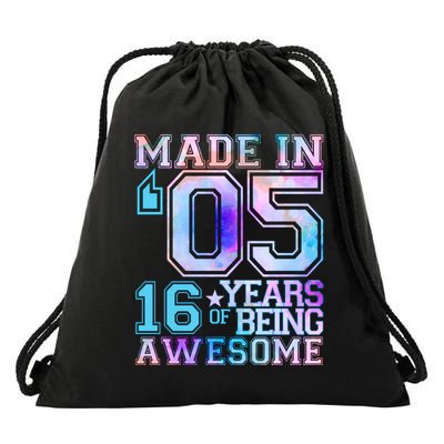 Pastel Made In '05 2005 16 Years of Being Awesome Birthday Drawstring Bag