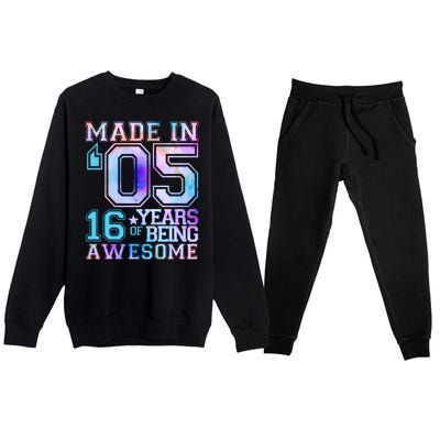 Pastel Made In '05 2005 16 Years of Being Awesome Birthday Premium Crewneck Sweatsuit Set