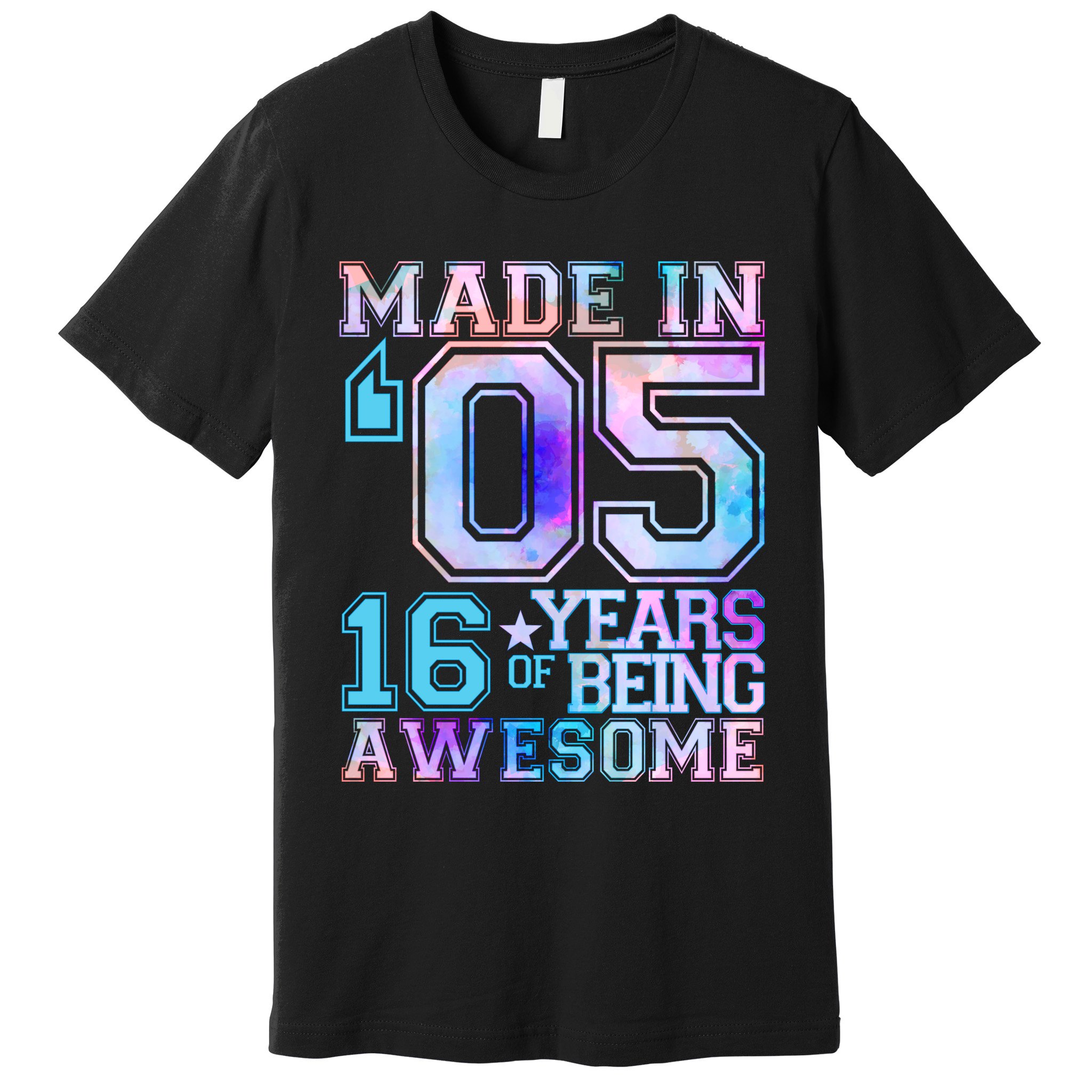 Pastel Made In '05 2005 16 Years of Being Awesome Birthday Premium T-Shirt