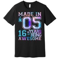 Pastel Made In '05 2005 16 Years of Being Awesome Birthday Premium T-Shirt