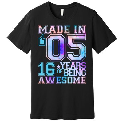 Pastel Made In '05 2005 16 Years of Being Awesome Birthday Premium T-Shirt