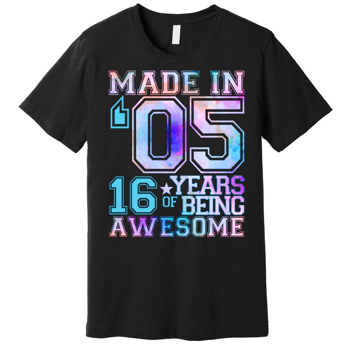 Pastel Made In '05 2005 16 Years of Being Awesome Birthday Premium T-Shirt