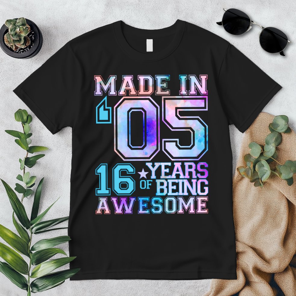 Pastel Made In '05 2005 16 Years of Being Awesome Birthday Premium T-Shirt