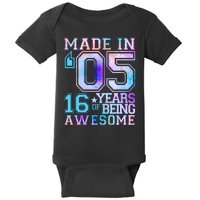 Pastel Made In '05 2005 16 Years of Being Awesome Birthday Baby Bodysuit