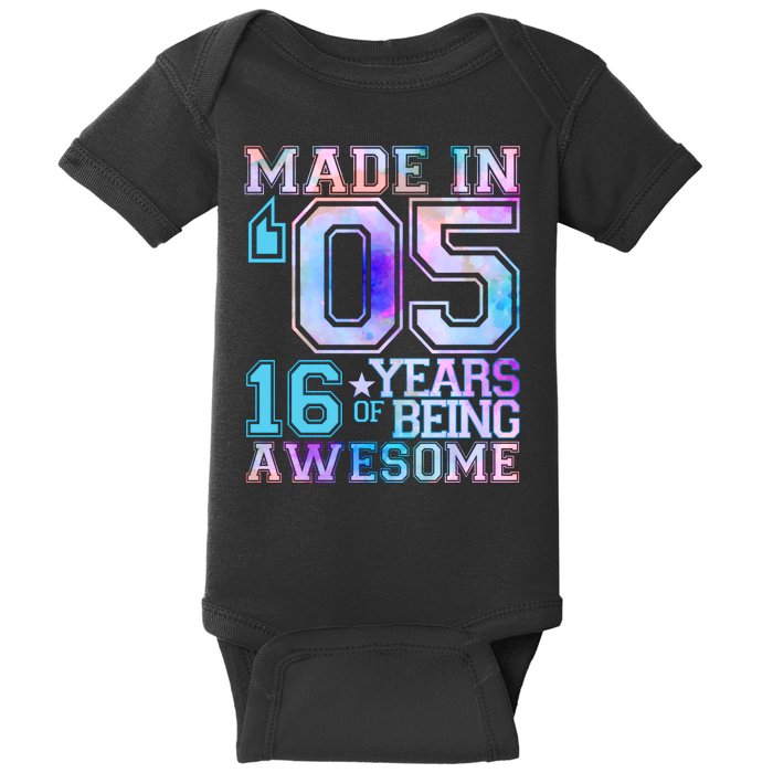 Pastel Made In '05 2005 16 Years of Being Awesome Birthday Baby Bodysuit