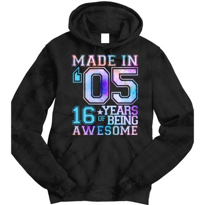 Pastel Made In '05 2005 16 Years of Being Awesome Birthday Tie Dye Hoodie