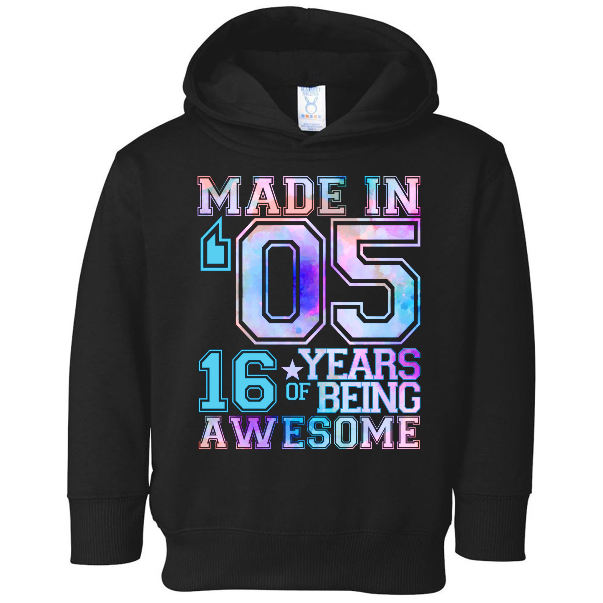 Pastel Made In '05 2005 16 Years of Being Awesome Birthday Toddler Hoodie