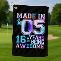 Pastel Made In '05 2005 16 Years of Being Awesome Birthday Golf Towel