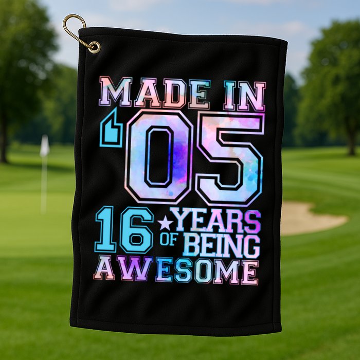 Pastel Made In '05 2005 16 Years of Being Awesome Birthday Golf Towel