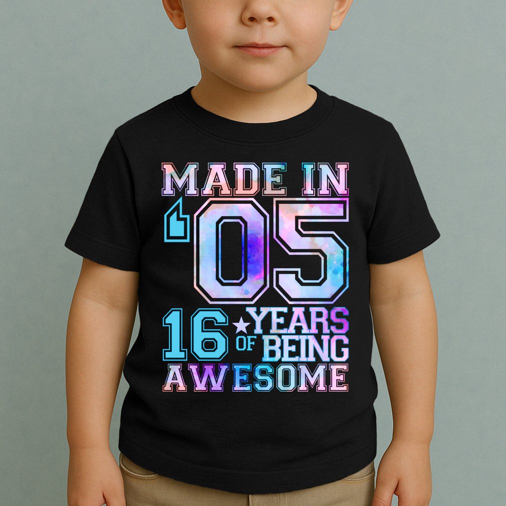 Pastel Made In '05 2005 16 Years of Being Awesome Birthday Toddler T-Shirt