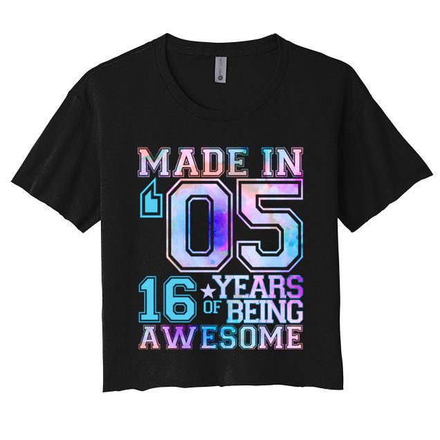 Pastel Made In '05 2005 16 Years of Being Awesome Birthday Crop Top