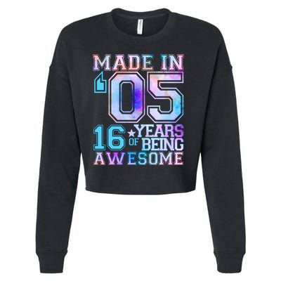 Pastel Made In '05 2005 16 Years of Being Awesome Birthday Cropped Pullover Crew