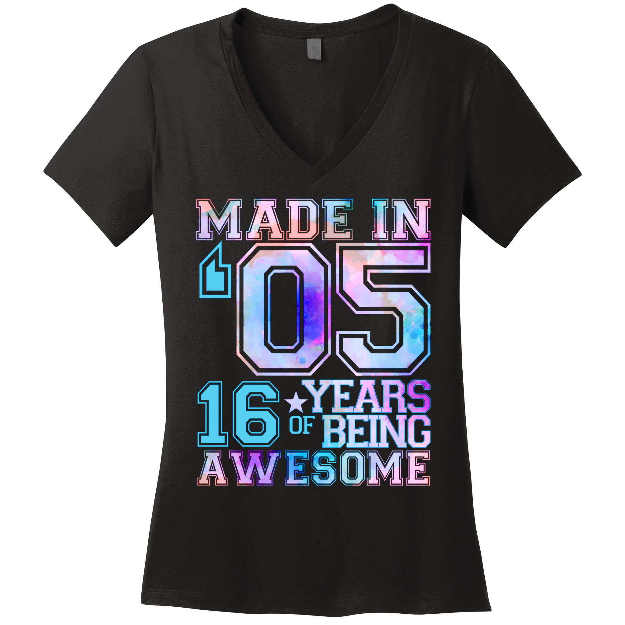 Pastel Made In '05 2005 16 Years of Being Awesome Birthday Women's V-Neck T-Shirt