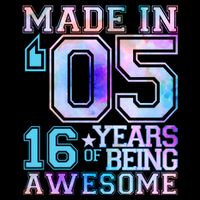 Pastel Made In '05 2005 16 Years of Being Awesome Birthday Short Acrylic Beanie