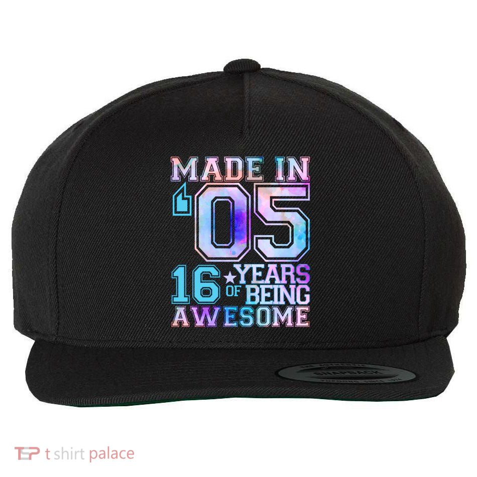 Pastel Made In '05 2005 16 Years of Being Awesome Birthday Wool Snapback Cap