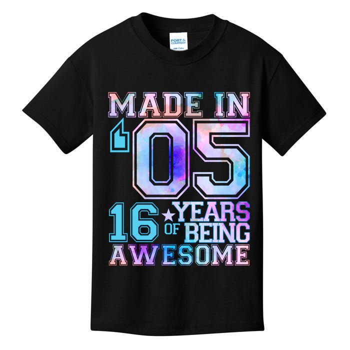 Pastel Made In '05 2005 16 Years of Being Awesome Birthday Kids T-Shirt