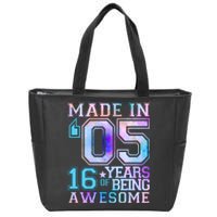 Pastel Made In '05 2005 16 Years of Being Awesome Birthday Zip Tote Bag