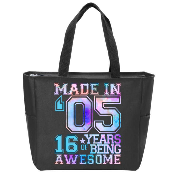 Pastel Made In '05 2005 16 Years of Being Awesome Birthday Zip Tote Bag