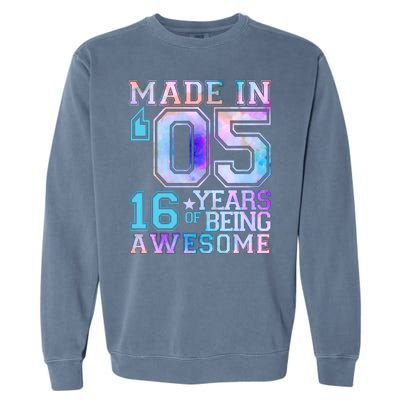 Pastel Made In '05 2005 16 Years of Being Awesome Birthday Garment-Dyed Sweatshirt