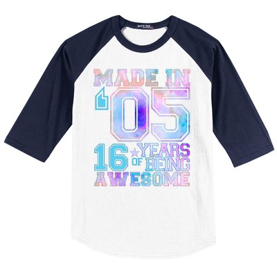 Pastel Made In '05 2005 16 Years of Being Awesome Birthday Baseball Sleeve Shirt