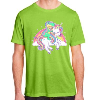 Pastel T-Rex Riding Magical Unicorn Funny Cute Adult ChromaSoft Performance T-Shirt