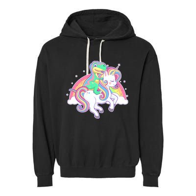 Pastel T-Rex Riding Magical Unicorn Funny Cute Garment-Dyed Fleece Hoodie