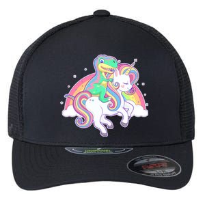 Pastel T-Rex Riding Magical Unicorn Funny Cute Flexfit Unipanel Trucker Cap