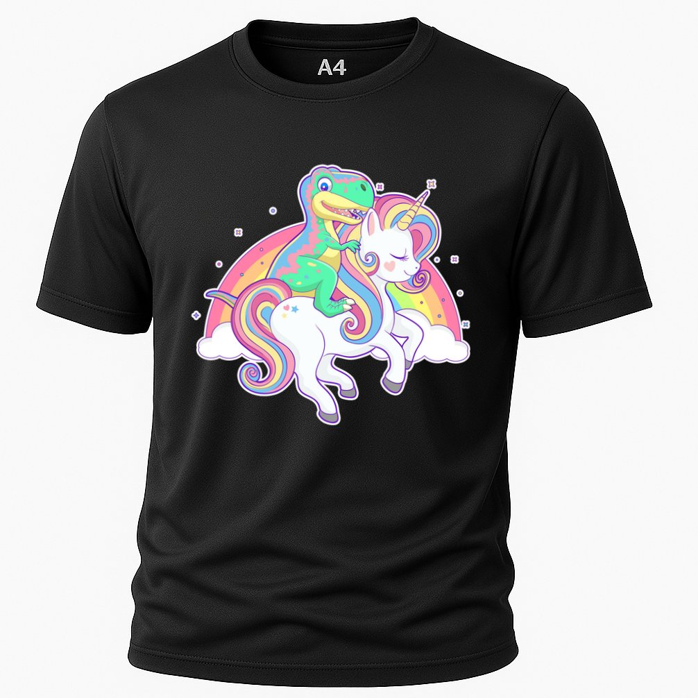 Pastel T-Rex Riding Magical Unicorn Funny Cute Performance Shirt