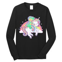 Pastel T-Rex Riding Magical Unicorn Funny Cute Long Sleeve Shirt