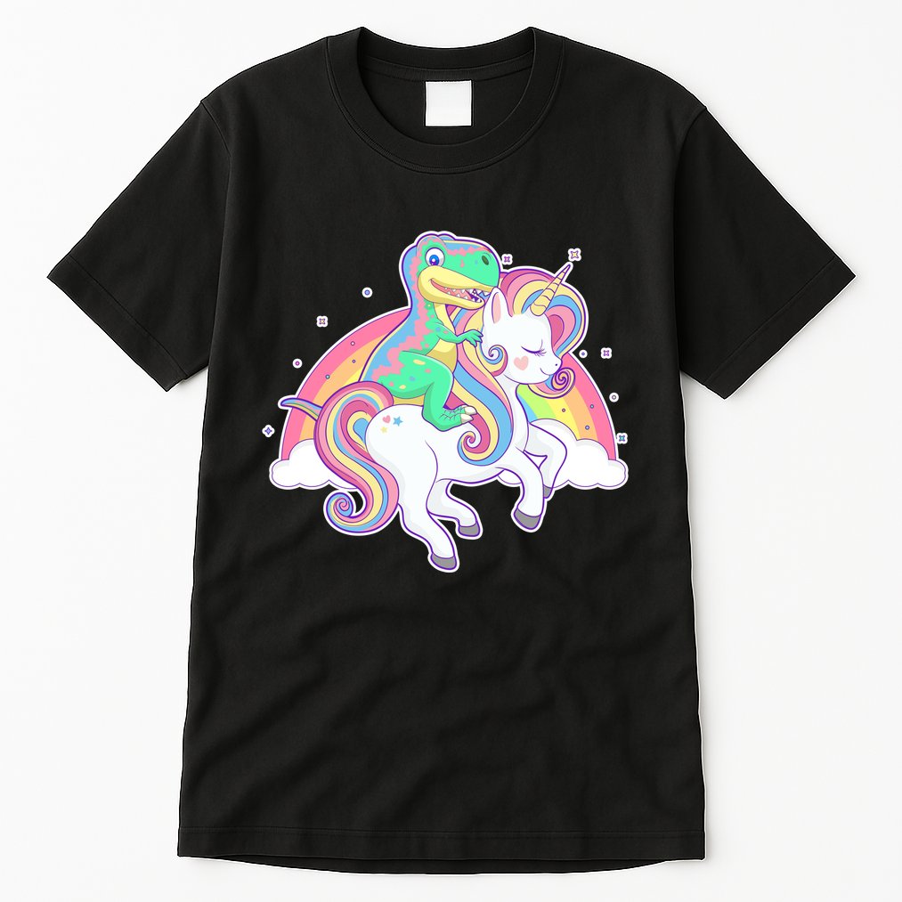Pastel T-Rex Riding Magical Unicorn Funny Cute Tall T-Shirt