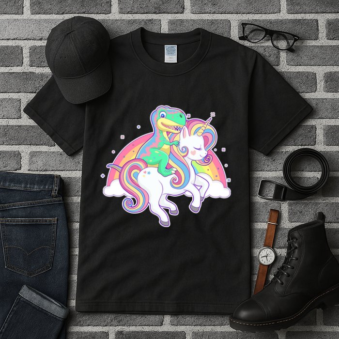 Pastel T-Rex Riding Magical Unicorn Funny Cute Tall T-Shirt