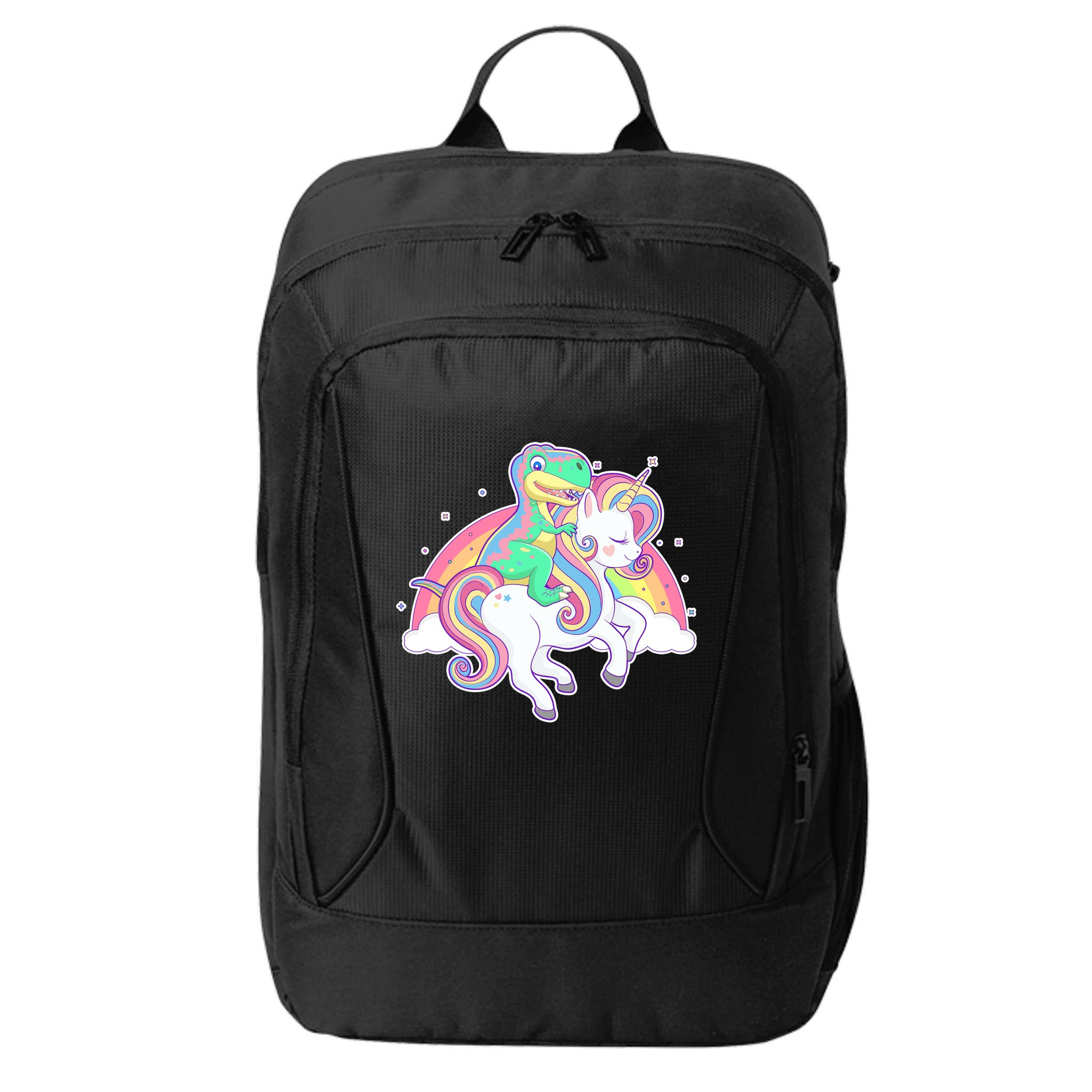 Pastel T-Rex Riding Magical Unicorn Funny Cute City Backpack