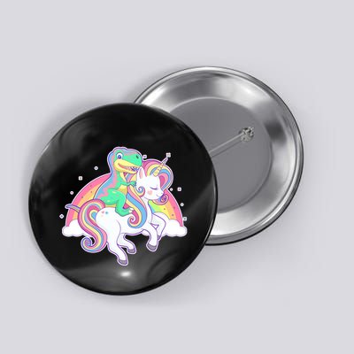 Pastel T-Rex Riding Magical Unicorn Funny Cute Button