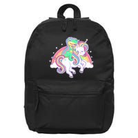 Pastel T-Rex Riding Magical Unicorn Funny Cute 16 in Basic Backpack