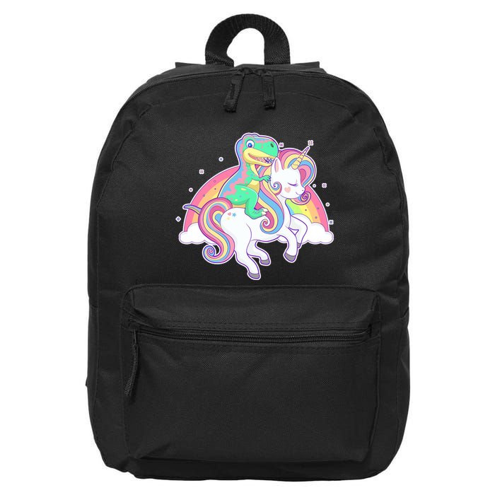 Pastel T-Rex Riding Magical Unicorn Funny Cute 16 in Basic Backpack