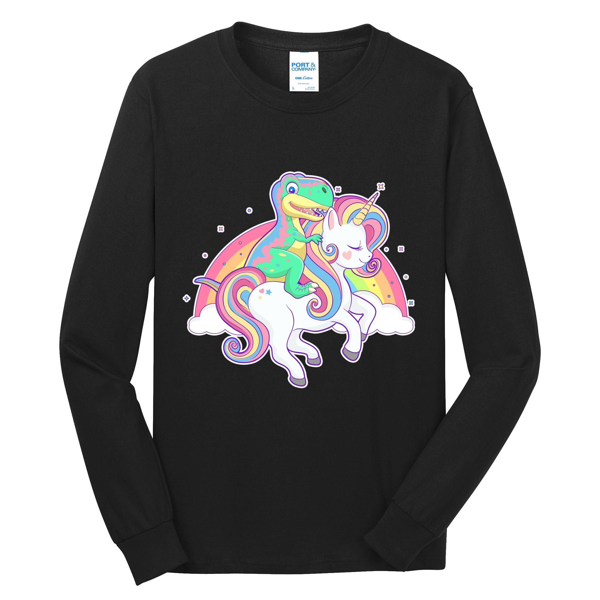 Pastel T-Rex Riding Magical Unicorn Funny Cute Tall Long Sleeve T-Shirt