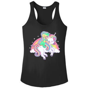 Pastel T-Rex Riding Magical Unicorn Funny Cute Ladies PosiCharge Competitor Racerback Tank