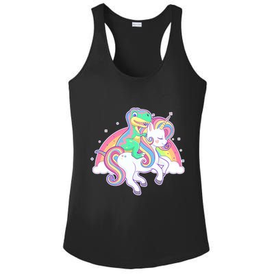 Pastel T-Rex Riding Magical Unicorn Funny Cute Ladies PosiCharge Competitor Racerback Tank
