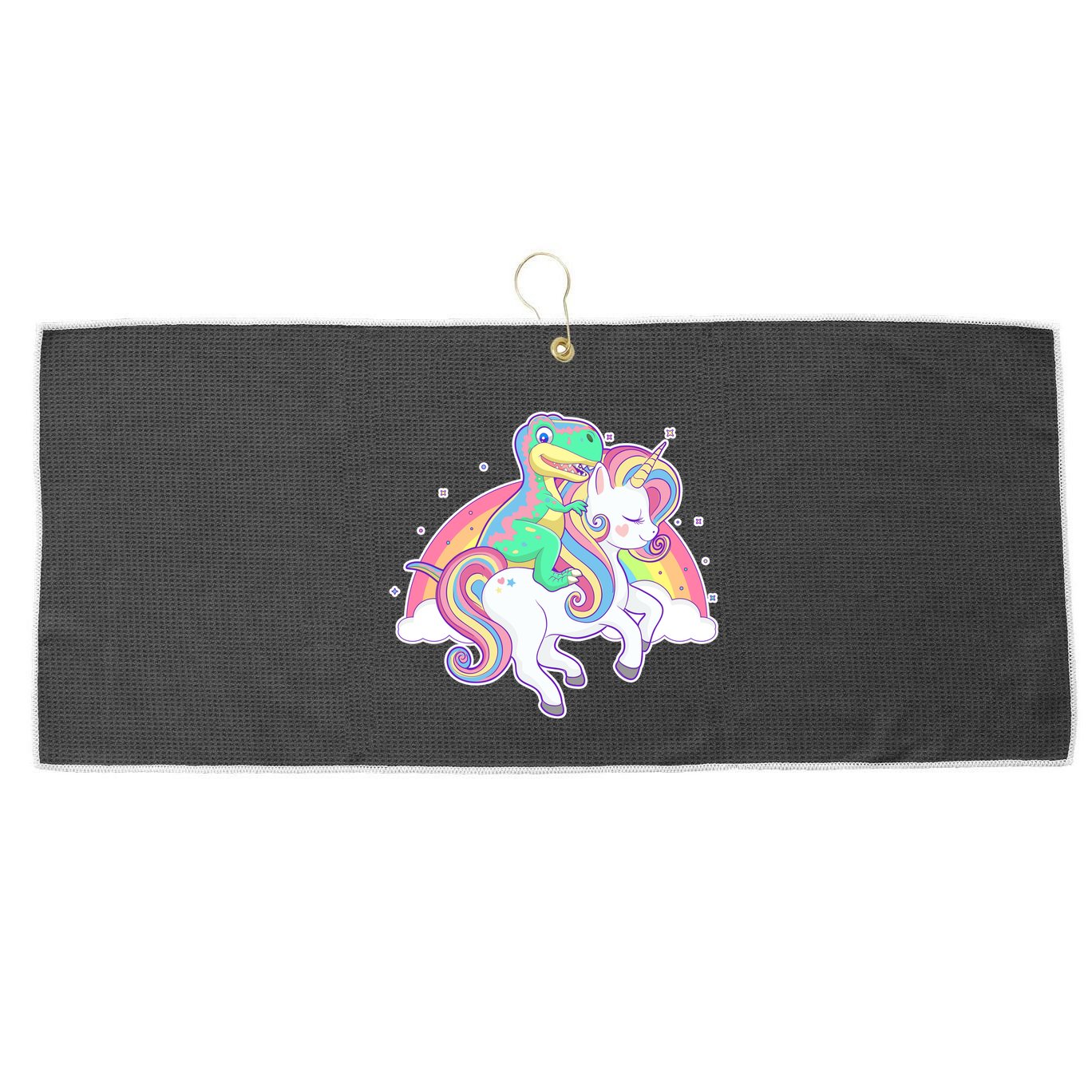 Pastel T-Rex Riding Magical Unicorn Funny Cute Large Microfiber Waffle Golf Towel