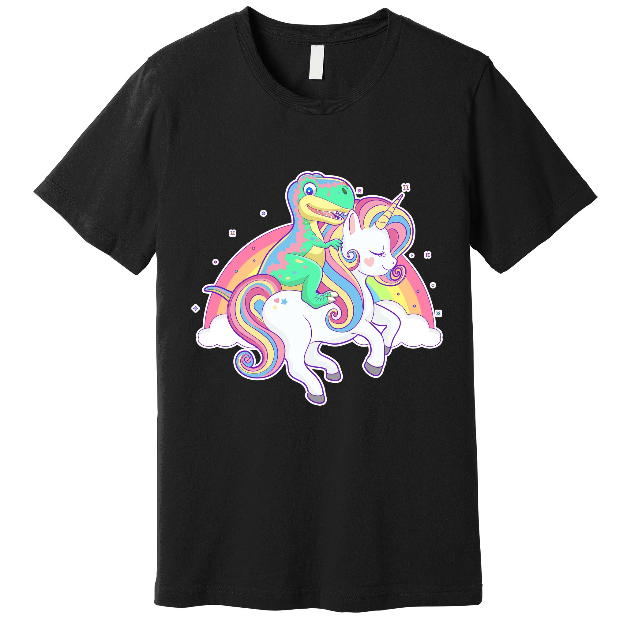 Pastel T-Rex Riding Magical Unicorn Funny Cute Premium T-Shirt