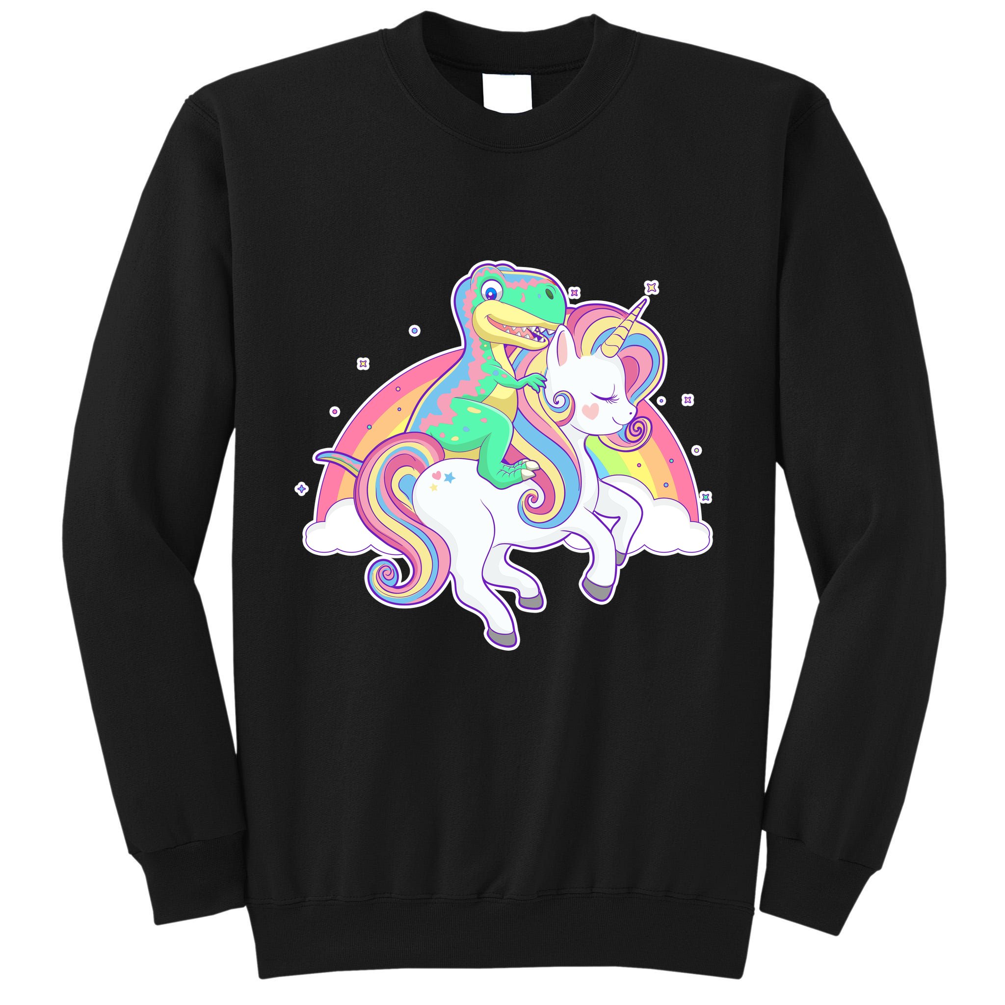 Pastel T-Rex Riding Magical Unicorn Funny Cute Tall Sweatshirt