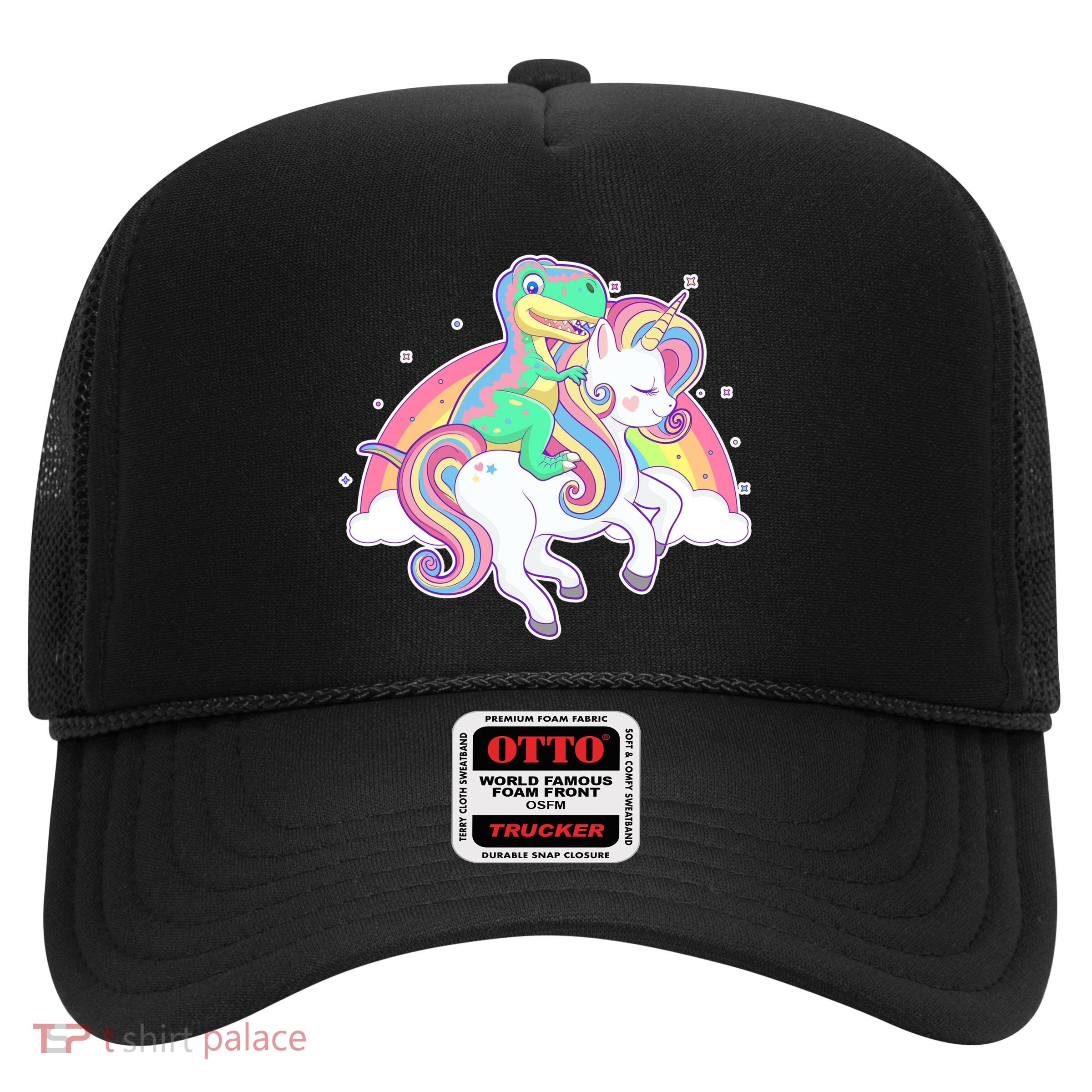 Pastel T-Rex Riding Magical Unicorn Funny Cute Trucker Hat