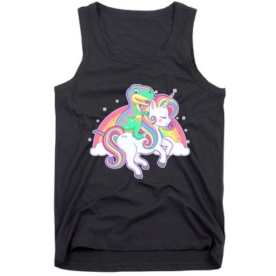 Pastel T-Rex Riding Magical Unicorn Funny Cute Tank Top