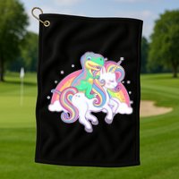 Pastel T-Rex Riding Magical Unicorn Funny Cute Golf Towel
