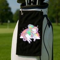 Pastel T-Rex Riding Magical Unicorn Funny Cute Golf Towel