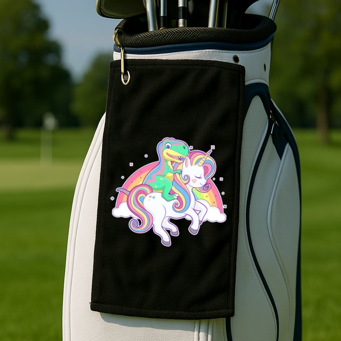 Pastel T-Rex Riding Magical Unicorn Funny Cute Golf Towel