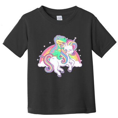 Pastel T-Rex Riding Magical Unicorn Funny Cute Toddler T-Shirt