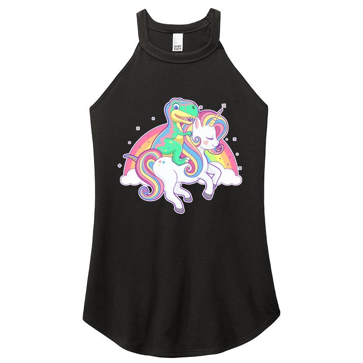 Pastel T-Rex Riding Magical Unicorn Funny Cute Women's Perfect Tri Rocker Tank