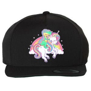 Pastel T-Rex Riding Magical Unicorn Funny Cute Wool Snapback Cap