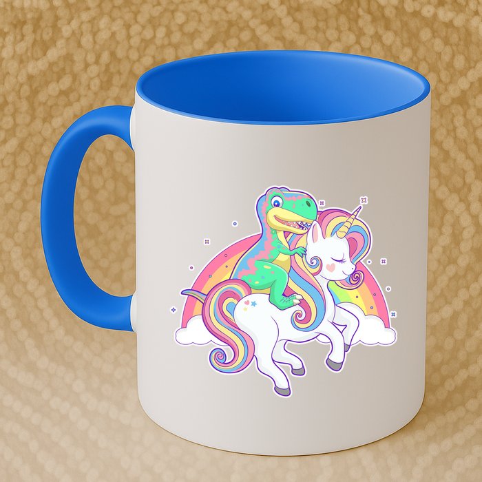 Pastel T-Rex Riding Magical Unicorn Funny Cute Mug